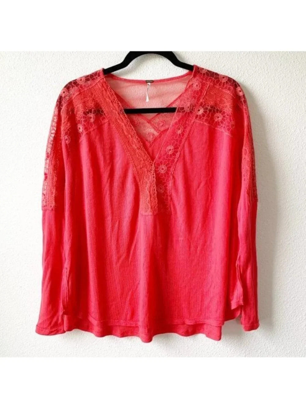 Free People Lola Rose Crimson Long Sleeve Top Women's Size Small S